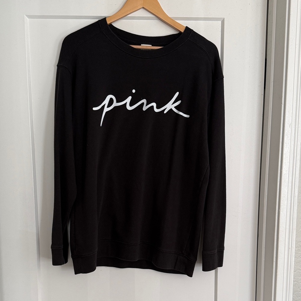 PINK Victoria's Secret Black Sweater with White Logo